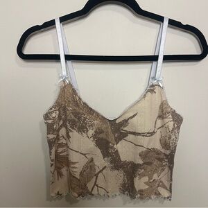 Out from Under Brown and Cream Women's Sleep Top Tank Western Camo Boho Spring